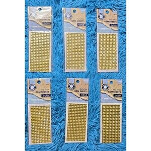 Crafters Closet Self-Stick Gold Gem 2in x 4in- 1 Sheet Packs- Lot of 6 Bundle